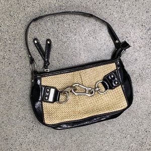 Merona Wicker/Straw Faux Leather Y2K Shoulder Purse